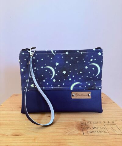 Portatutto grande "Luna e stelle" + blu