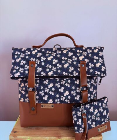 COMBO Buenos Aires borsa /zaino "Bouquet" + cuoio + Portatutto piccolo