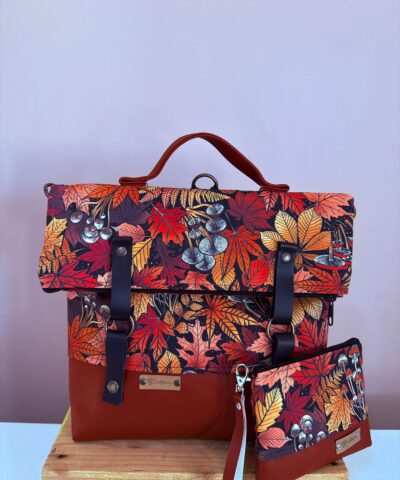 COMBO Buenos Aires borsa /zaino "Autunno nel bosco" + bordeaux + Portatutto Piccolo